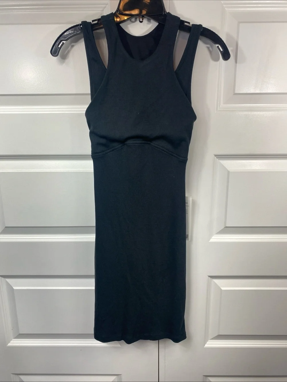 Lululemon Ribbed Cotton Modal Cut Out Dress  Black Cutout Back Athletic 4 Racer